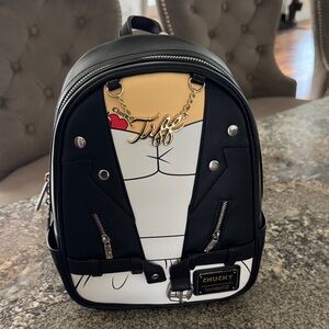 Loungefly Chucky Tiff Mini Backpack in Black, White & Gold